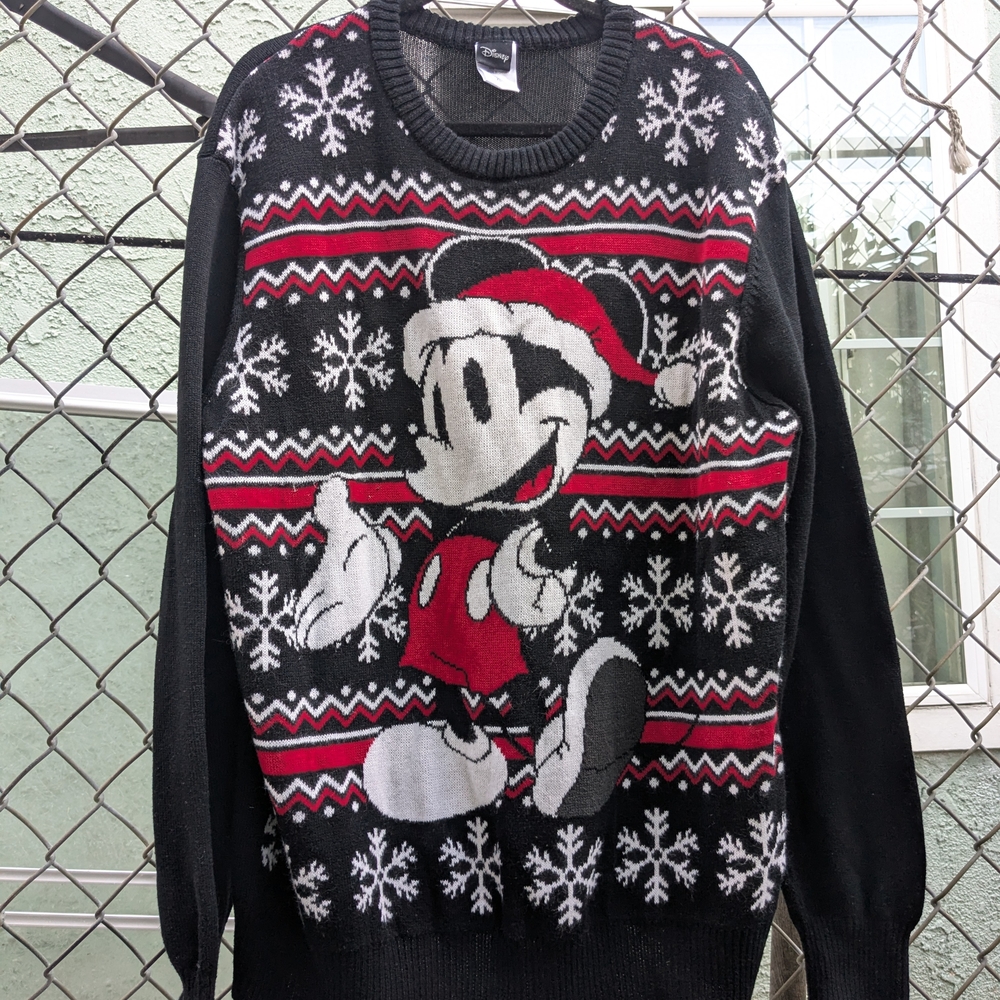 Disney Black and Red Mickey Mouse Crewneck Sweater
